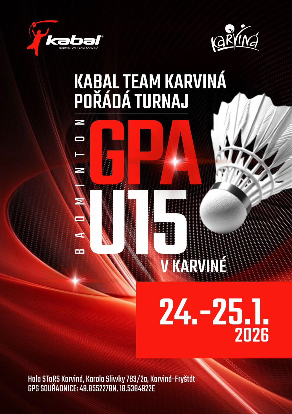 Celorepublikový turnaj v badmintonu - GPA  U15
